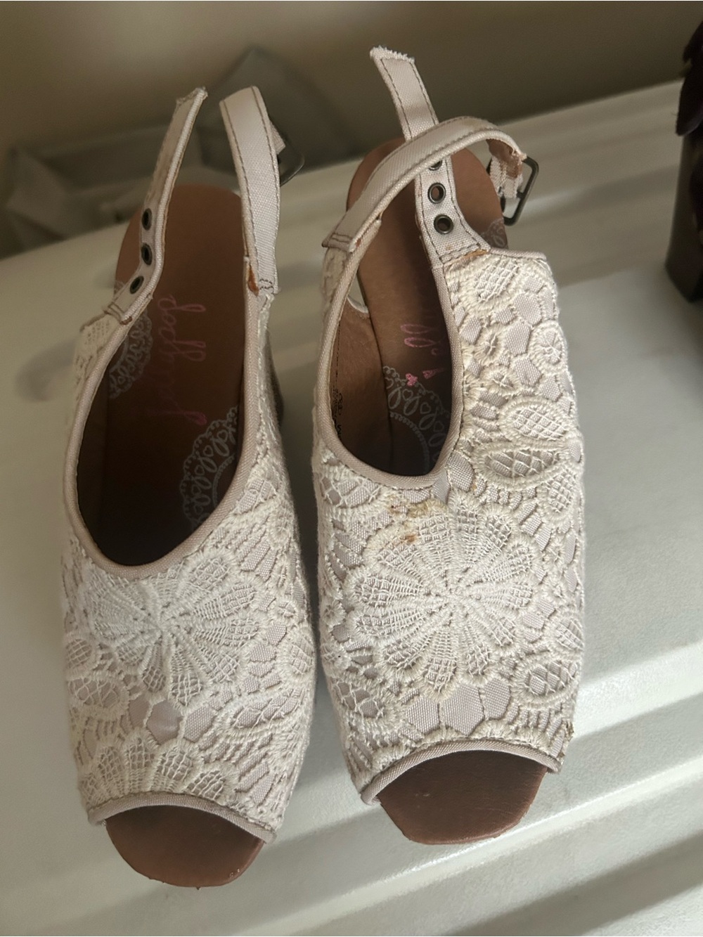 Women's Cream Lace Espadrille Slingback Espadrilles